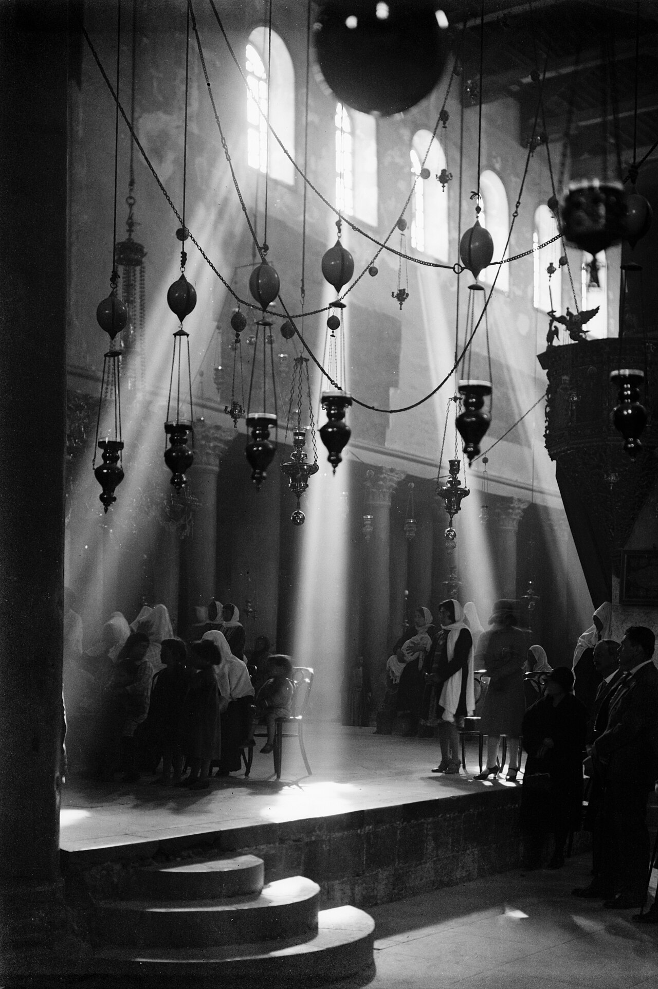 The Church of the Nativity in Bethlehem, photographed in the 1930s