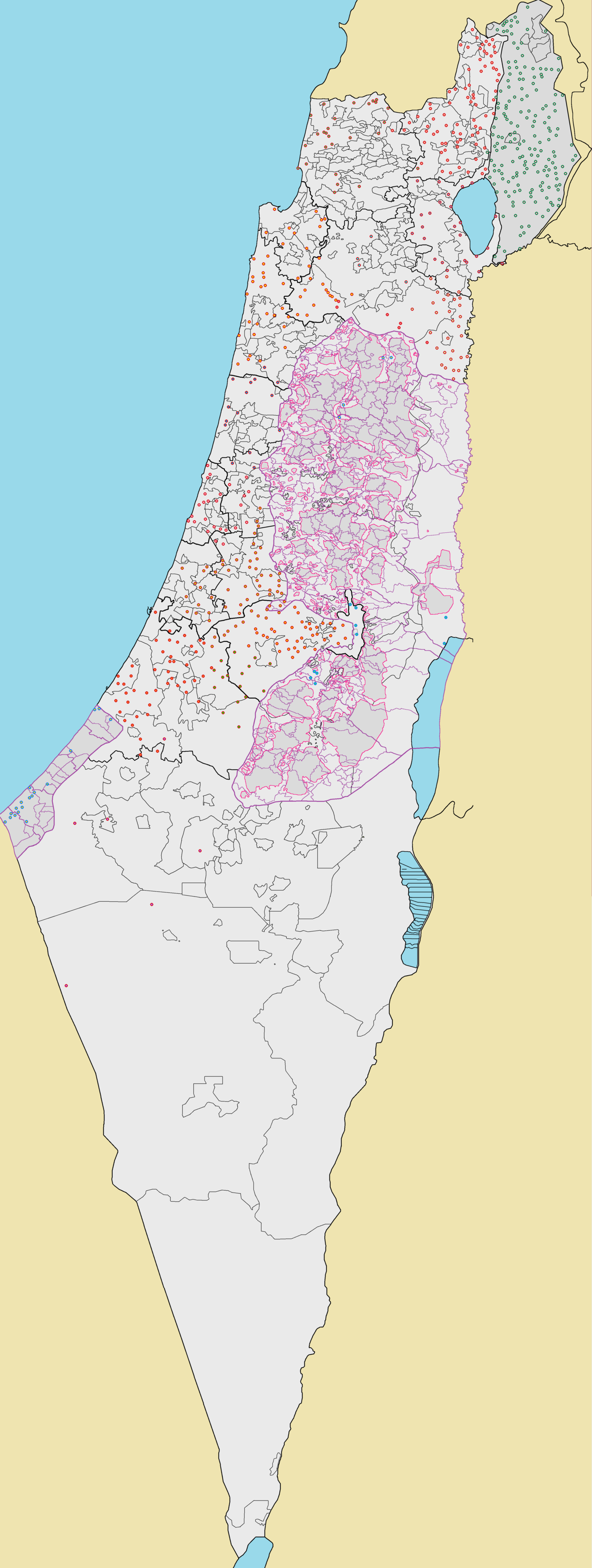 Map of depopulated Palestinian villages from 1948 onward